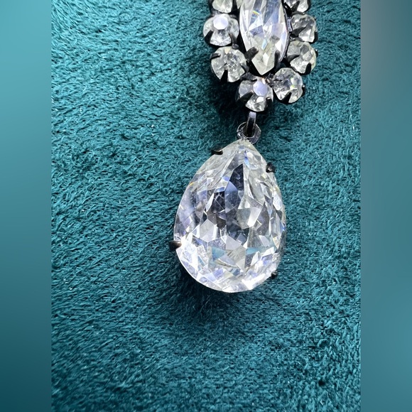 CZ dangle clear rhinestone multi-shaped Antique looking Custom made 16” Necklace - Picture 6 of 11